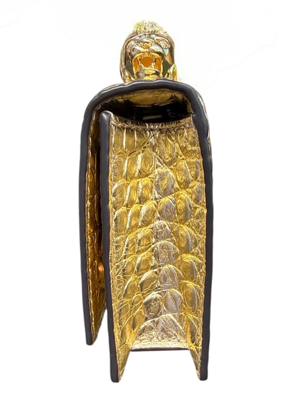 ALEXIS BITTAR Lioness Metallic Croc Embossed Leather Top-Handle Bag - Picture 9 of 12